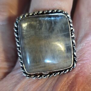 925 Sterling Silver Labradorite Or Moonstone Ring Size 9